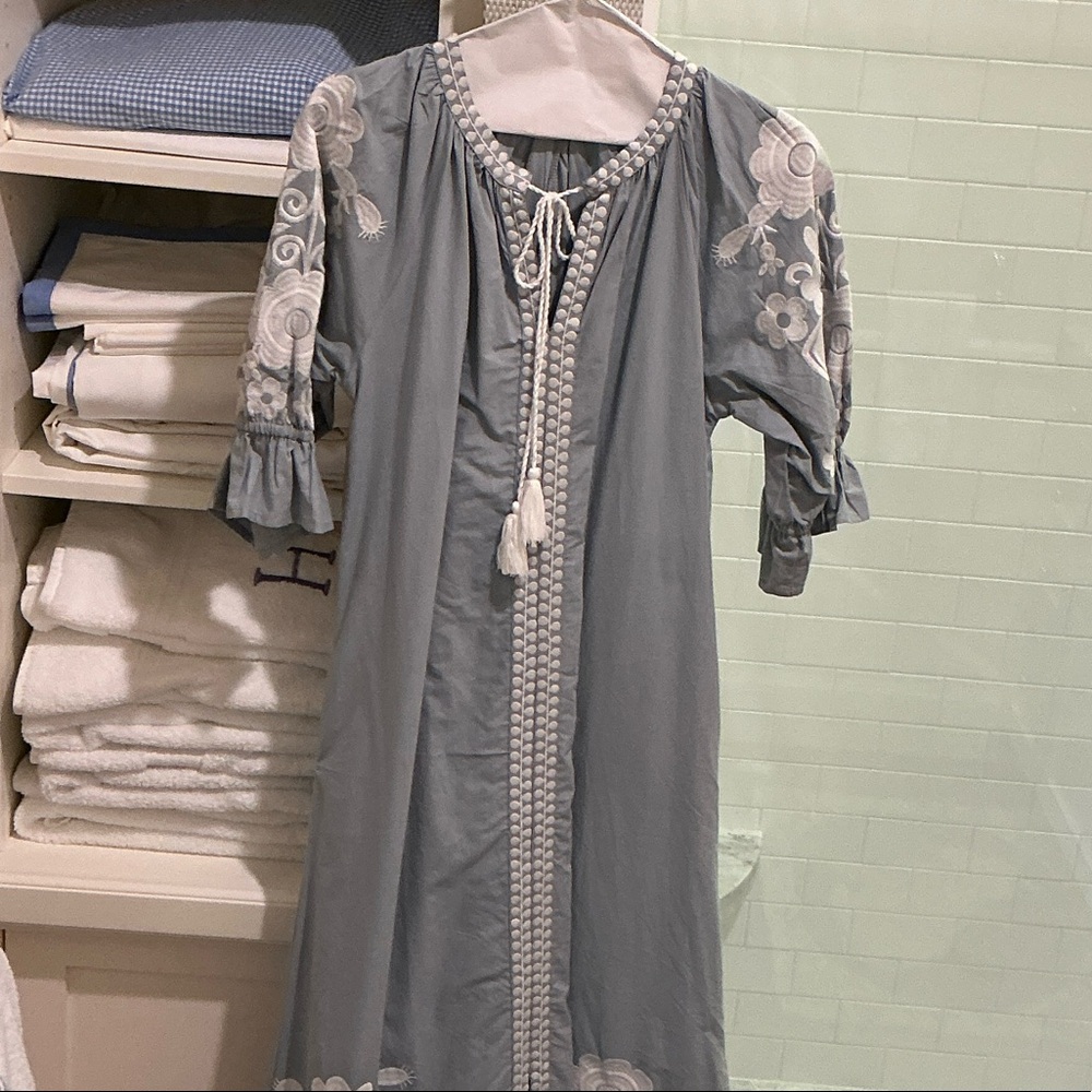 Julia Amory Coature Caftan Dress in Oxford Blue